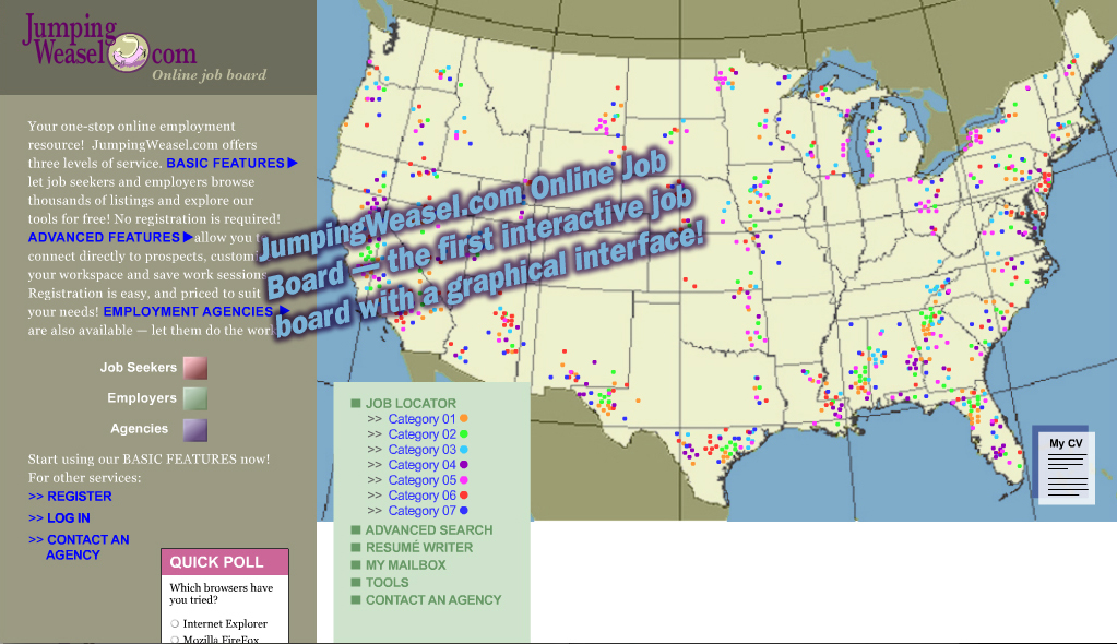 Jumping Weasel Online Job Board screen shot